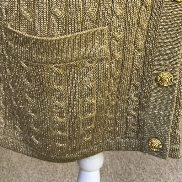 Beautiful gold v neck cardigan to go with any - Picture 2 of 5